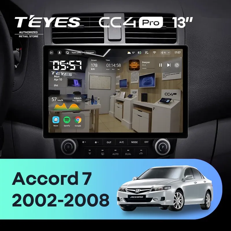 Штатная магнитола Teyes CC4 Pro 12/256 Honda Accord 7 (2002-2008) F2 (13")