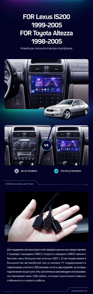 Штатная магнитола Teyes CC3 2K 4/64 Toyota Altezza XE10 (1998-2005)