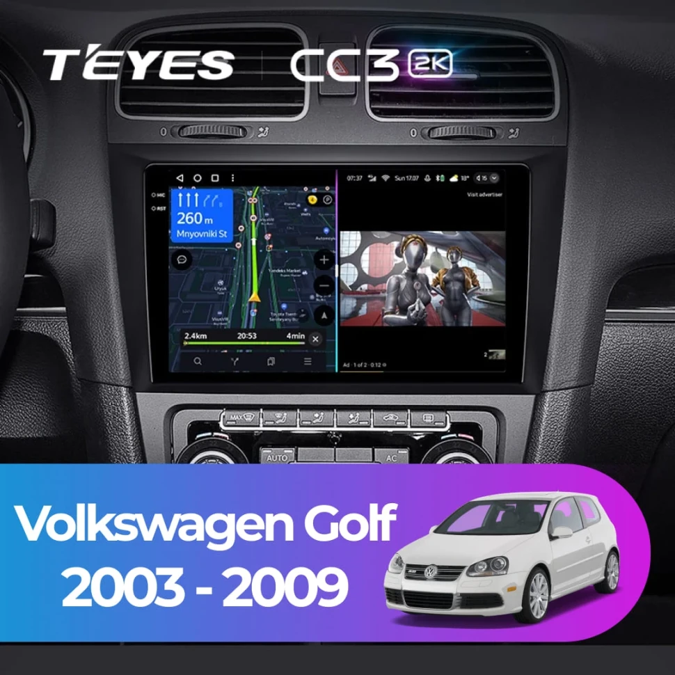 Штатная магнитола Teyes CC3 2K 6/128 Volkswagen Golf (2003-2009)