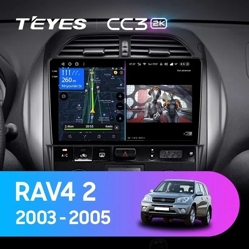 Штатная магнитола Teyes CC3 2K 6/128 Toyota RAV4 2 CA20 CA20W XA20 (2003-2005) F4