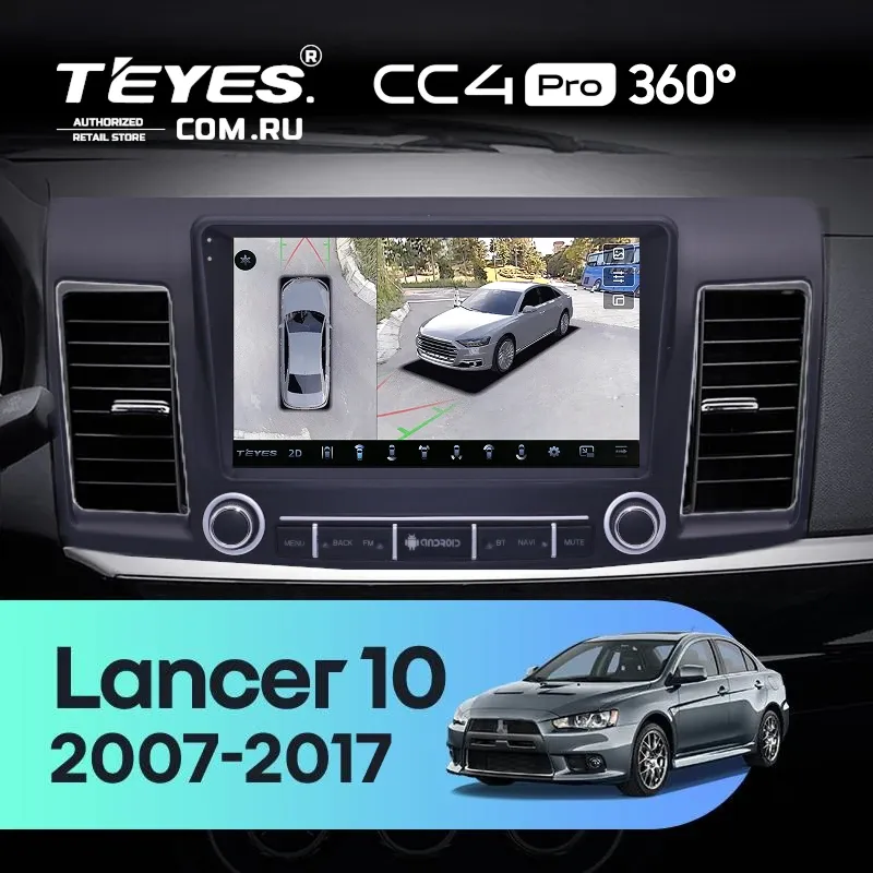 Штатная магнитола Teyes CC4 Pro 360 8/128 Mitsubishi Lancer 10 (2007-2017) F3 с кнопками Тип-A