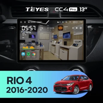 Штатная магнитола Teyes CC4 Pro 12/256 Kia Rio 4 (2016-2019) Тип-B (13")