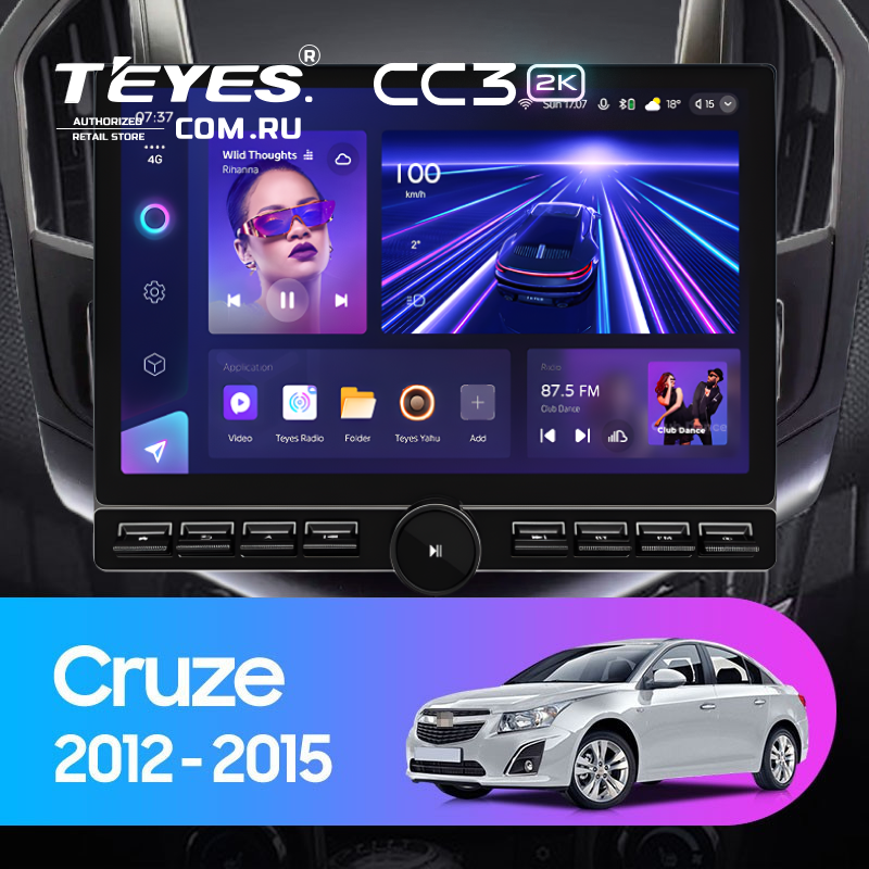 Штатная магнитола Teyes CC3 2K 6/128 Chevrolet Cruze J300 J308 (2012-2015) (13&quot; с кнопками) (черная)