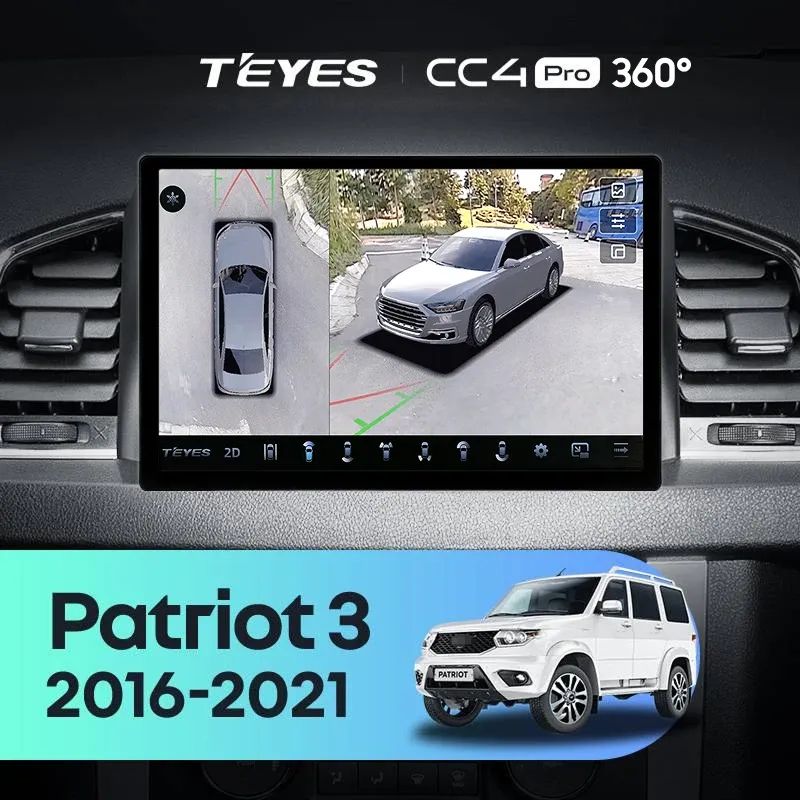 Штатная магнитола Teyes CC4 Pro 360 8/128 UAZ Patriot 3 (2016-2021) F2 (11")