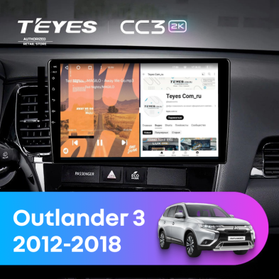 Штатная магнитола Teyes CC3 2K 4/32 Mitsubishi Outlander 3 GF0W GG0W (2012-2018) Тип-A (11")