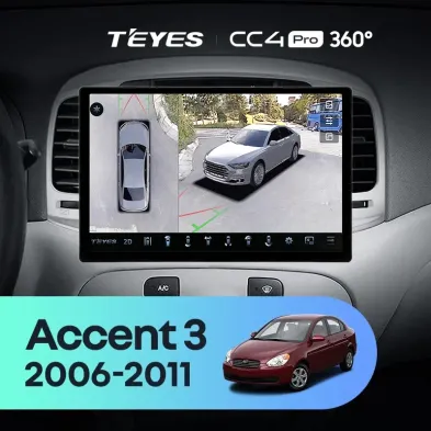 Штатная магнитола Teyes CC4 Pro 360 8/128 Hyundai Accent 3 (2006-2011) (13")