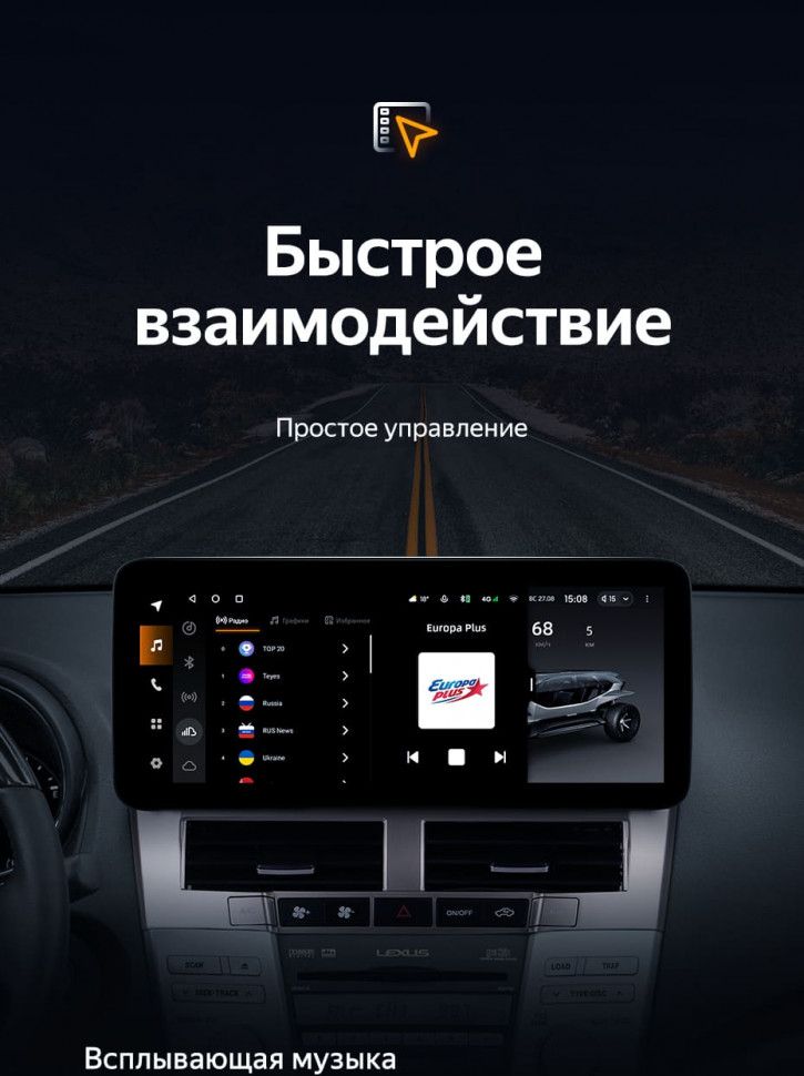 Штатная магнитола Teyes LUX ONE 6/128 Lexus RX300 RX330 RX350 RX400H (2003-2009) Тип-A