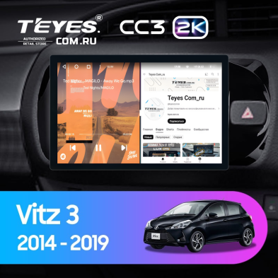 Штатная магнитола Teyes CC3 2K 6/128 Toyota Vitz III XP130 (2014-2019) Правый руль (11")