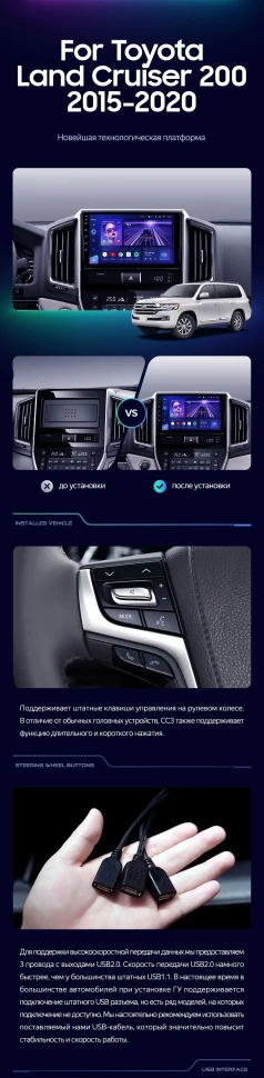 Штатная магнитола Teyes CC3 2K 4/32 Toyota Land Cruiser 200 (2015-2021)
