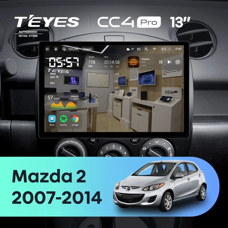 Штатная магнитола Teyes CC4 Pro 12/256 Mazda 2 DE (2007-2014) (13")