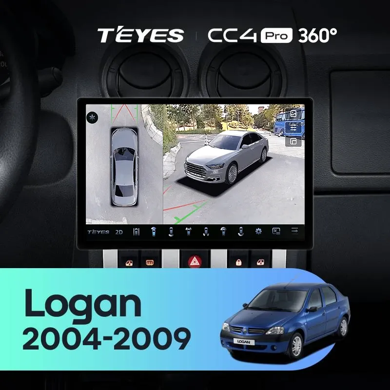 Штатная магнитола Teyes CC4 Pro 360 12/256 Renault Logan 1 (2004-2009) (13")