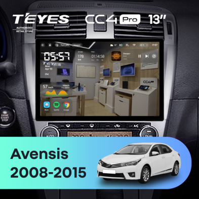 Штатная магнитола Teyes CC4 Pro 12/256 Toyota Avensis 3 (2008-2015) F1 (13&quot;)