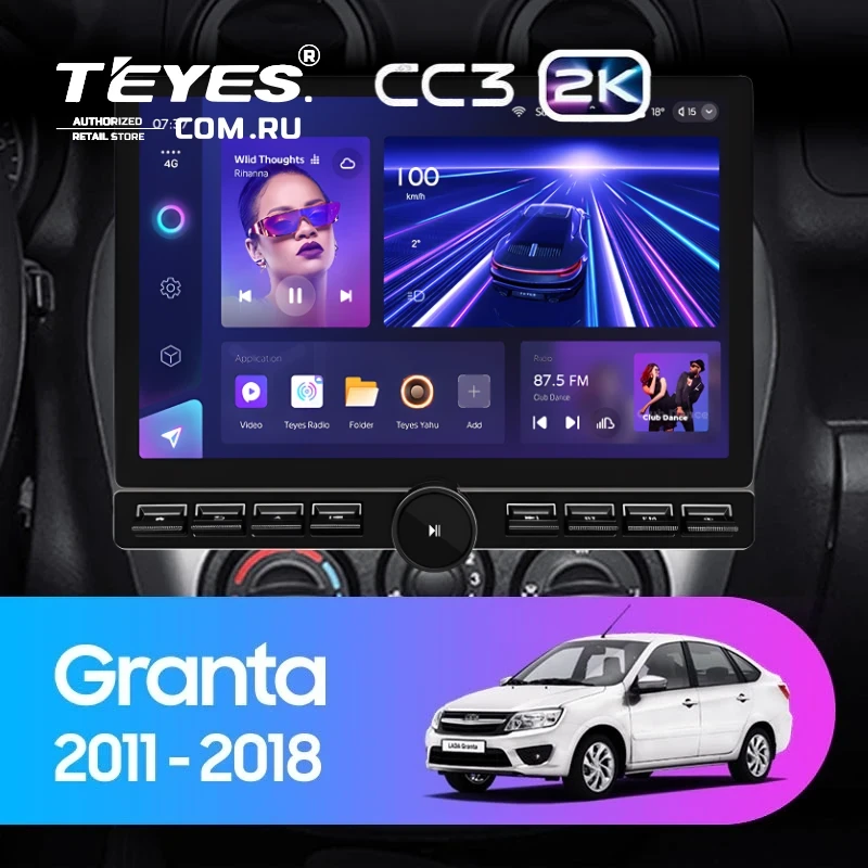 Штатная магнитола Teyes CC3 2K 6/128 Lada Granta Sport (2011-2018) Тип-B (13" с кнопками)