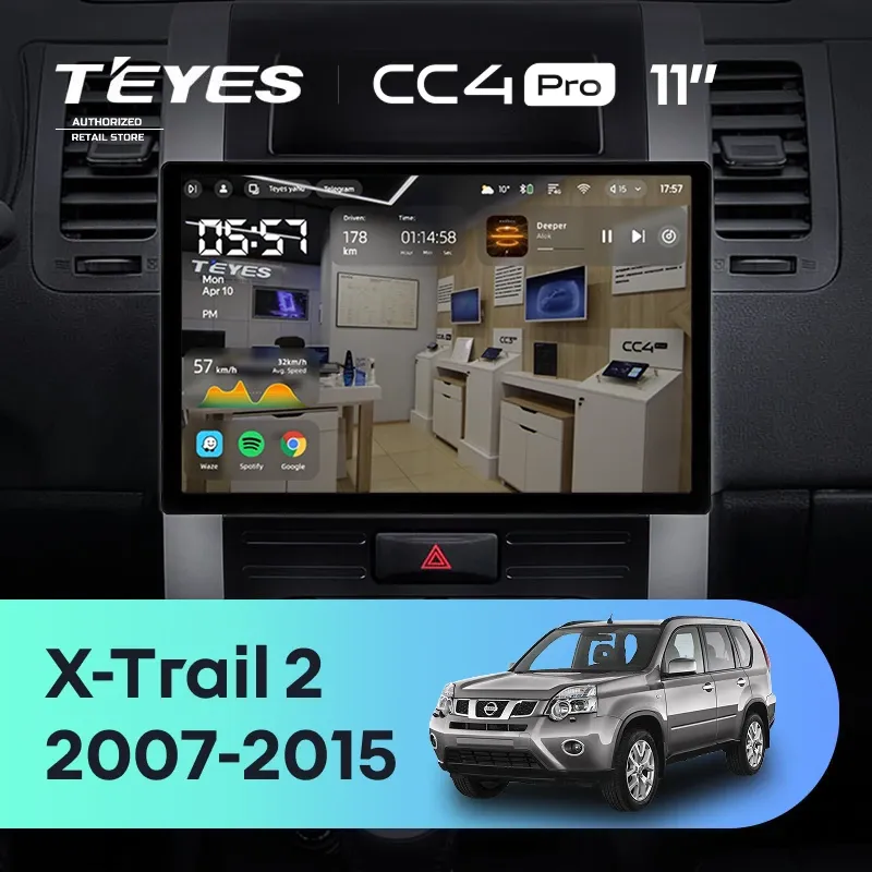 Штатная магнитола Teyes CC4 Pro 8/128 Nissan X-Trail T31 (2007-2015) (11")