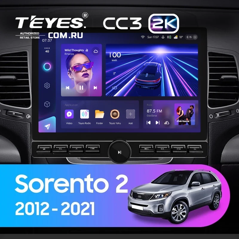 Штатная магнитола Teyes CC3 2K 6/128 Kia Sorento 2 II XM (2012-2021) F3 (13" с кнопками)