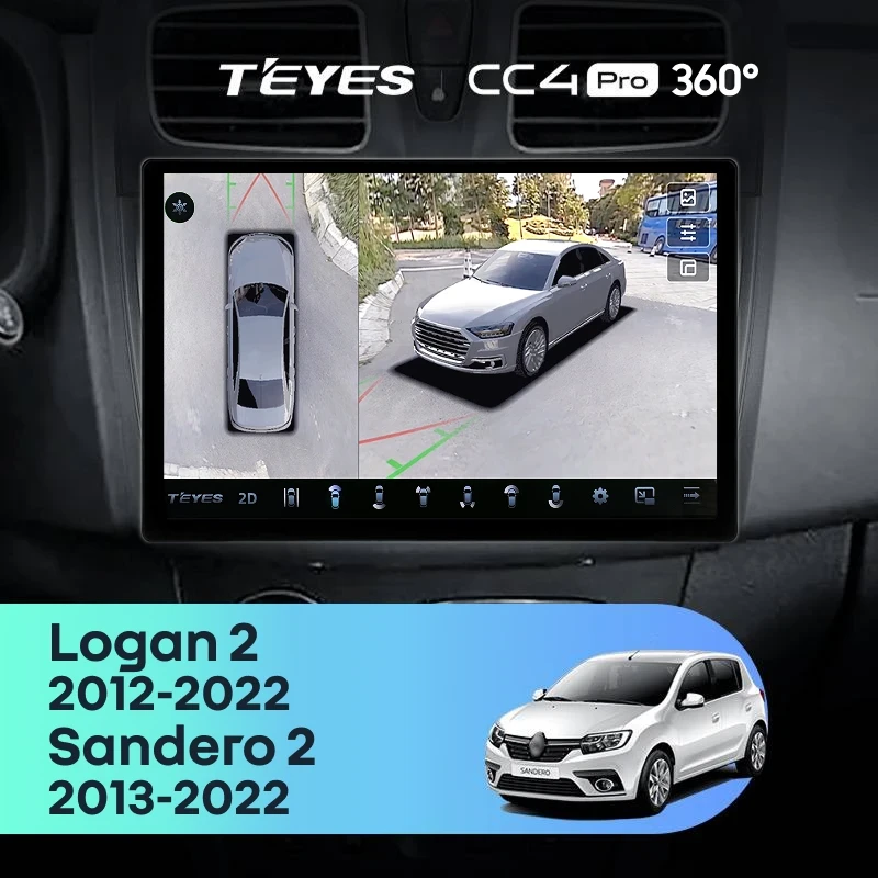 Штатная магнитола Teyes CC4 Pro 360 12/256 Renault Logan 2 (2012-2022) F1 (13")