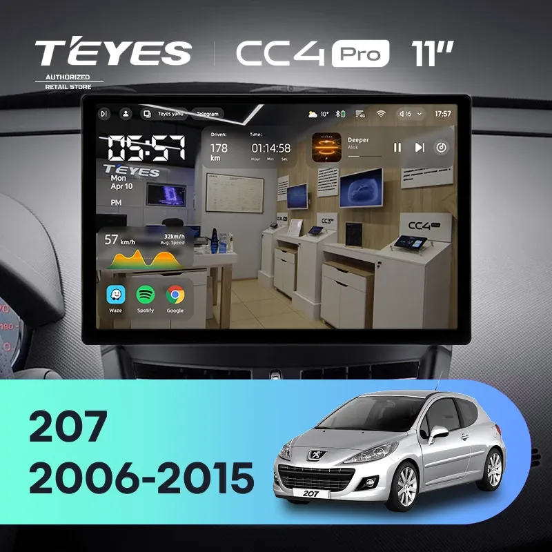 Штатная магнитола Teyes CC4 Pro 12/256 Peugeot 207 (2006-2015) (11")