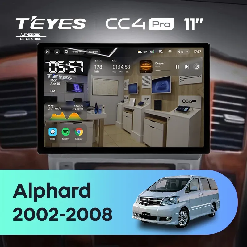 Штатная магнитола Teyes CC4 Pro 12/256 Toyota Alphard 1 H10 (2005-2008) F2 (11")