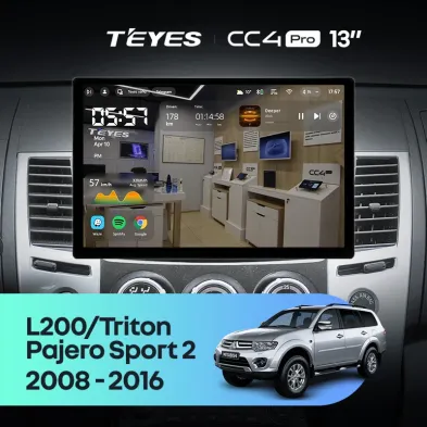 Штатная магнитола Teyes CC4 Pro 8/128 Mitsubishi Pajero Sport 2 (2008-2016) (13")