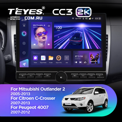 Штатная магнитола Teyes CC3 2K 6/128 Citroen C-Crosser 1 (2007-2013) Тип-B (13" с кнопками)