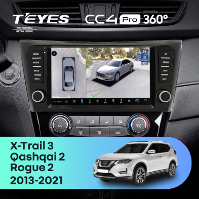 Штатная магнитола Teyes CC4 Pro 360 12/256 Nissan X-Trail 3 T32 (2013-2021) F4 климат контроль Тип-AB с кнопками
