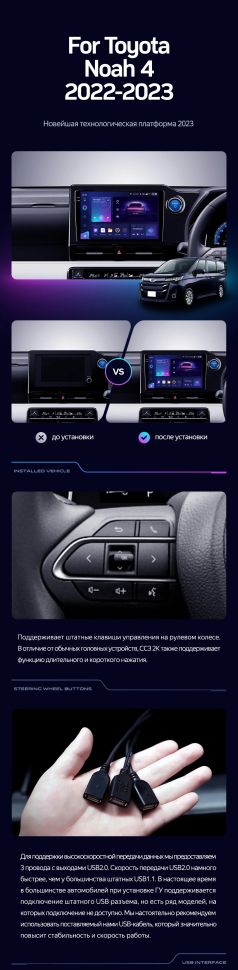 Штатная магнитола Teyes CC3 2K 6/128 Toyota Noah 4 R90 (2022-2023) Правый руль
