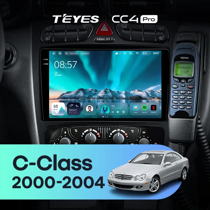 Штатная магнитола Teyes CC4 Pro 12/256 Mercedes-Benz C/CLK-Class S203 W203 W209 A209 (2000-2005) F1