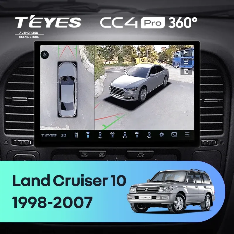 Штатная магнитола Teyes CC4 Pro 360 12/256 Toyota Land Cruiser 10 J100 100 (1998-2007) (13")