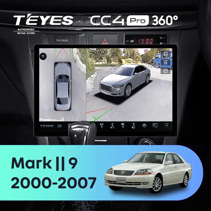 Штатная магнитола Teyes CC4 Pro 360 8/128 Toyota Mark II 9 X100 (2000-2007) F1 (13")