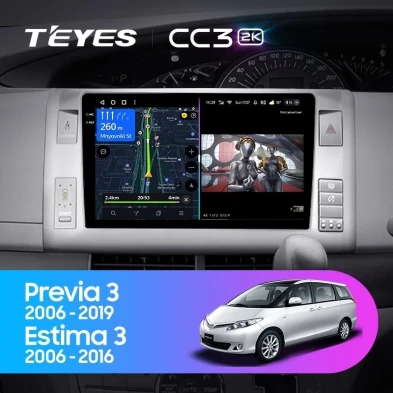 Штатная магнитола Teyes CC3 2K 360 6/128 Toyota Previa XR50 3 (2006-2019) Правый руль