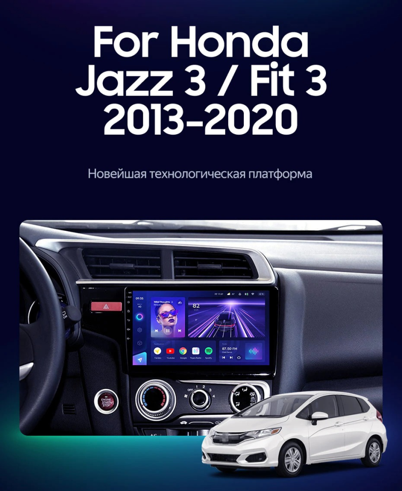 Штатная магнитола Teyes CC3L 4/32 Honda Fit 3 (2013-2020) Тип-A