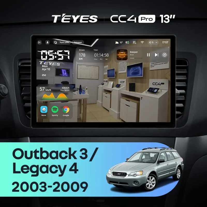 Штатная магнитола Teyes CC4 Pro 8/128 Subaru Outback 3 (2003-2009) (13")