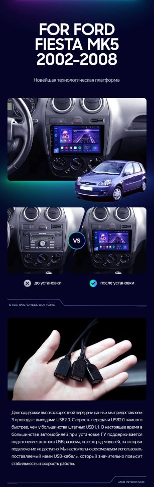 Штатная магнитола Teyes CC3 2K 6/128 Ford Fiesta Mk5 (2002-2008)
