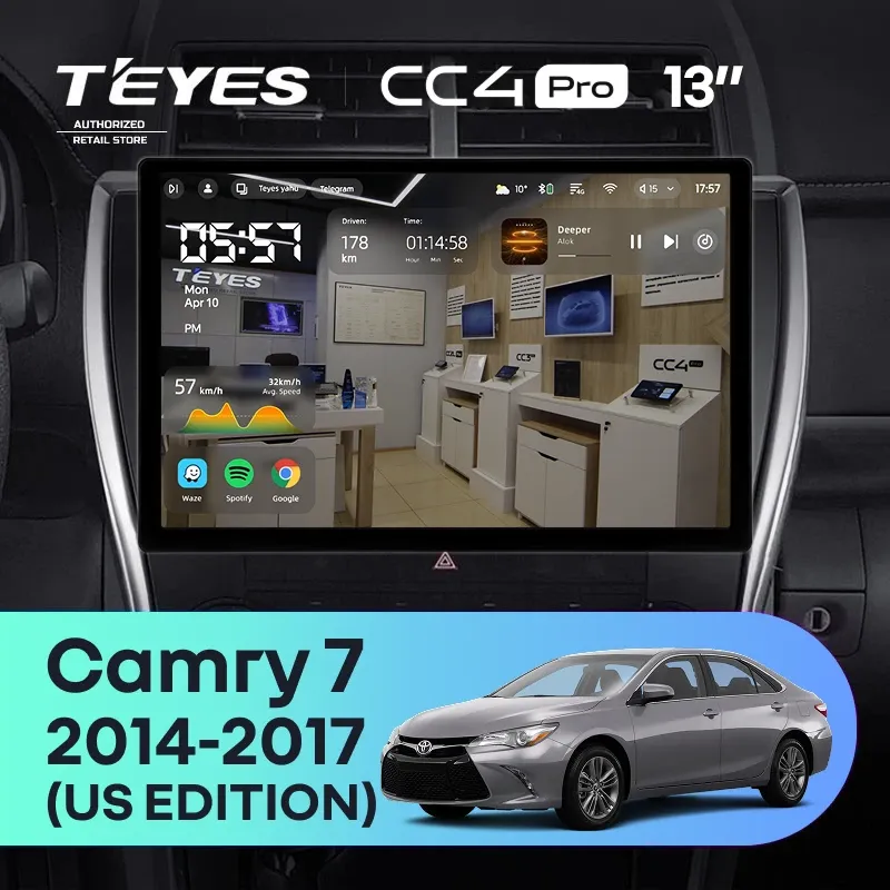 Штатная магнитола Teyes CC4 Pro 12/256 Toyota Camry 7 XV 50 55 (2014-2017) (North America) F5 (13")