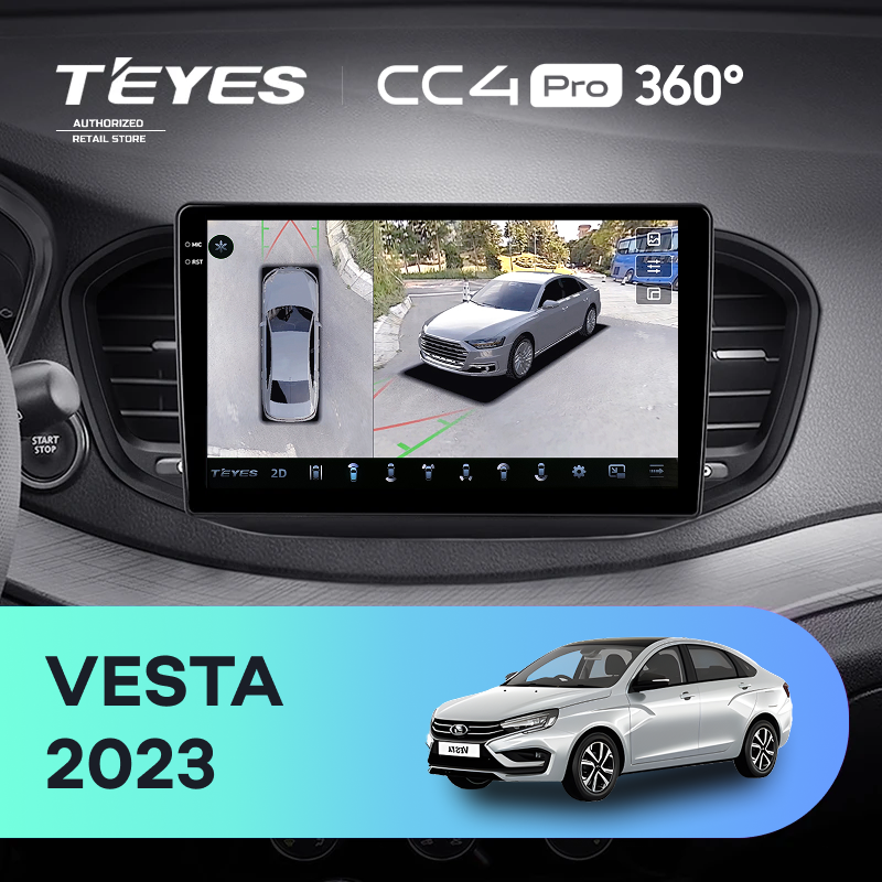 Штатная магнитола Teyes CC4 Pro 360 8/128 LADA Vesta 2023+ F2 Тип-A