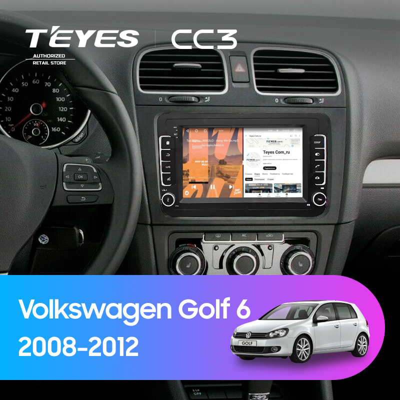 Штатная магнитола Teyes CC3 4/32 Volkswagen Golf 6 (2008-2012) (с кнопками) 7"