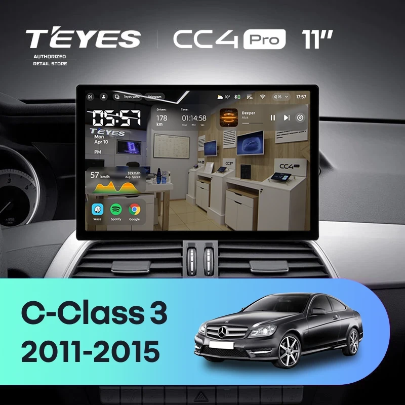 Штатная магнитола Teyes CC4 Pro 8/128 Mercedes-Benz C-Class W204 C204 S204 (2011-2015) (11")