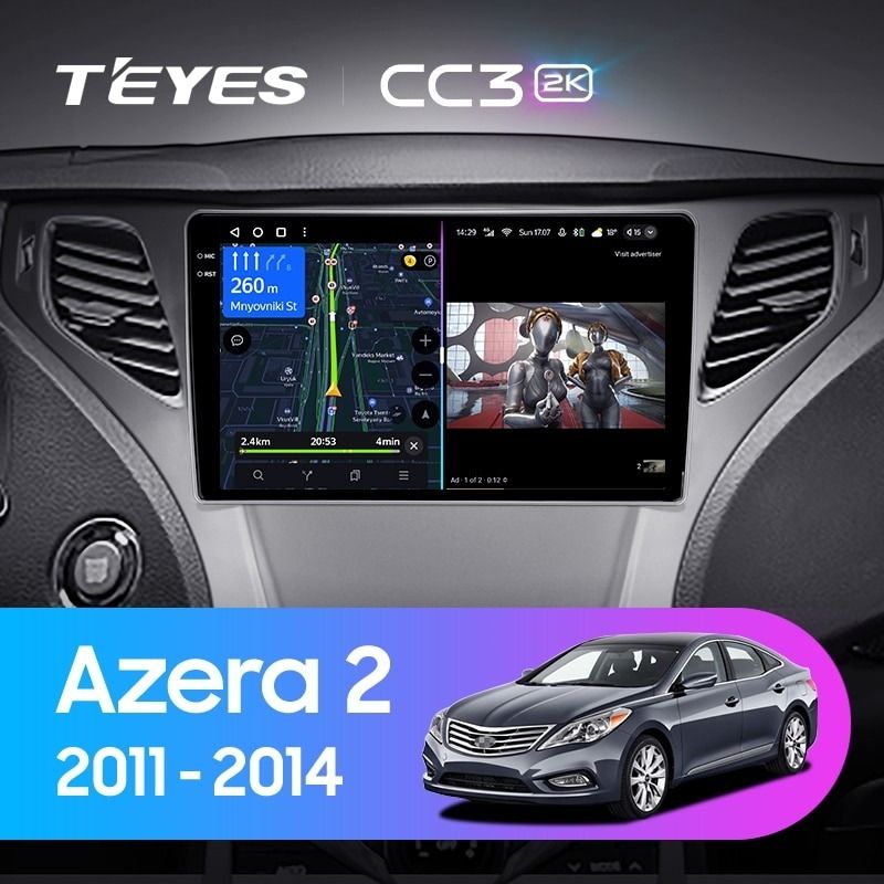 Штатная магнитола Teyes CC3 2K 4/32 Hyundai Azera 2 (2011-2014)