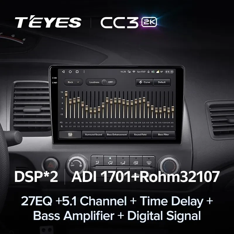 Штатная магнитола Teyes CC3 2K 4/64 Honda Civic 8 FK FN FD (2005-2012)