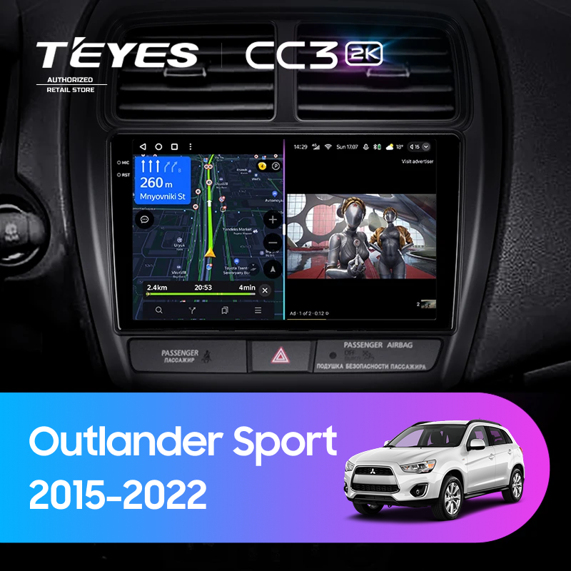 Штатная магнитола Teyes CC3 2K 4/32 Mitsubishi Outlander Sport (2015-2022) Тип-A