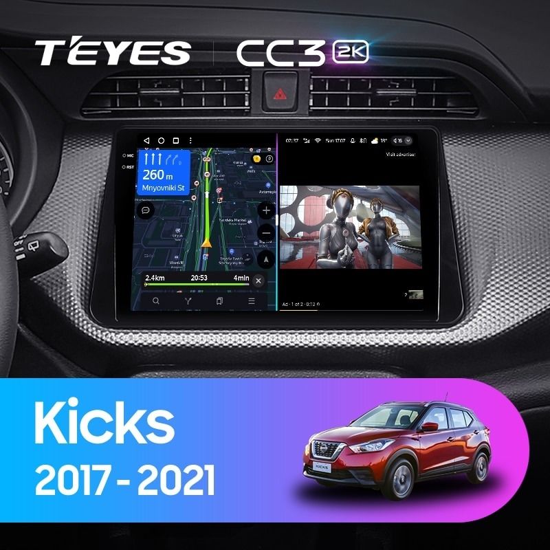 Штатная магнитола Teyes CC3 2K 360 6/128 Nissan Kicks P15 (2017-2021)