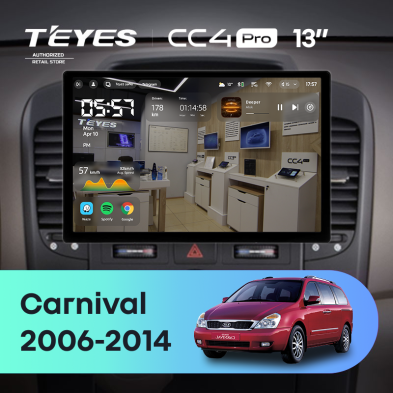 Штатная магнитола Teyes CC4 Pro 8/128 Kia Carnival VQ (2006-2014) (13")
