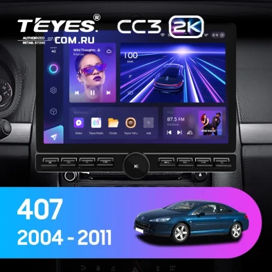 Штатная магнитола Teyes CC3 2K 6/128 Peugeot 407 (2004-2011) F1 (13" с кнопками)