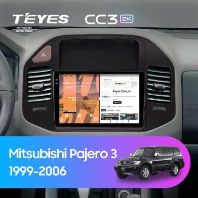 Штатная магнитола Teyes CC3 2K 6/128 Mitsubishi Pajero 3 (1999-2006) (черная)