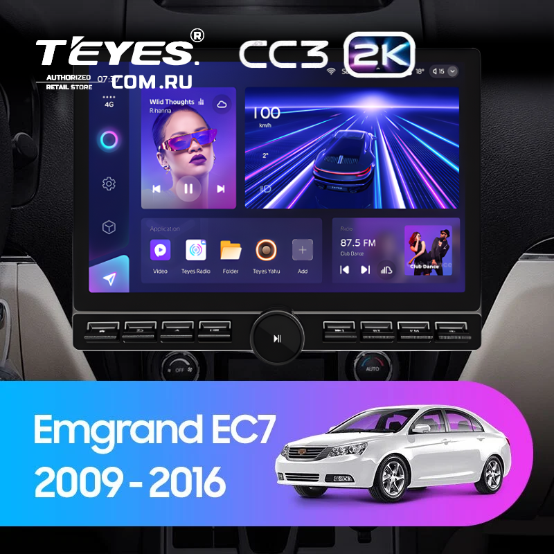 Штатная магнитола Teyes CC3 2K 6/128 Geely Emgrand EC7 1 (2009-2016) (13" с кнопками)