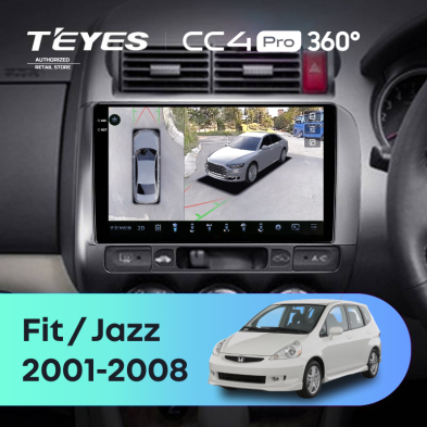 Штатная магнитола Teyes CC4 Pro 360 8/128 Honda Jazz GD (2001-2008) Правый руль
