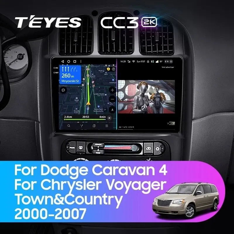 Штатная магнитола Teyes CC3 2K 6/128 Chrysler Town &amp; Country 4 RS (2000-2007) Тип-B