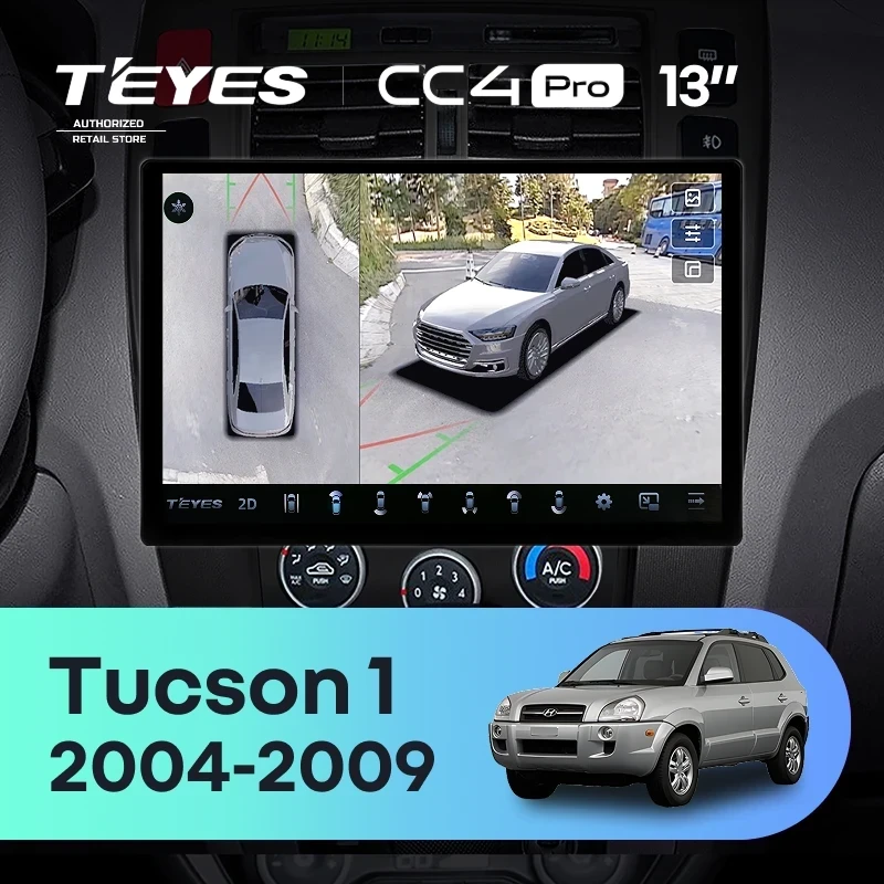 Штатная магнитола Teyes CC4 Pro 360 8/128 Hyundai Tucson 1 (2004-2009) F2 (13")