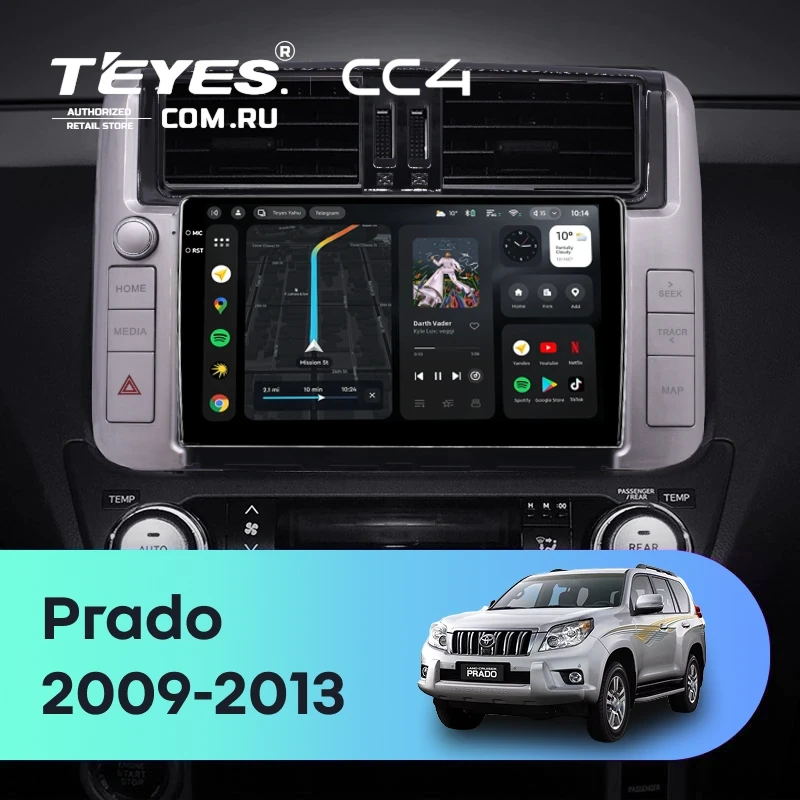 Штатная магнитола Teyes CC4 6/64 Toyota Land Cruiser Prado 150 (2009-2013) F2 Тип-C