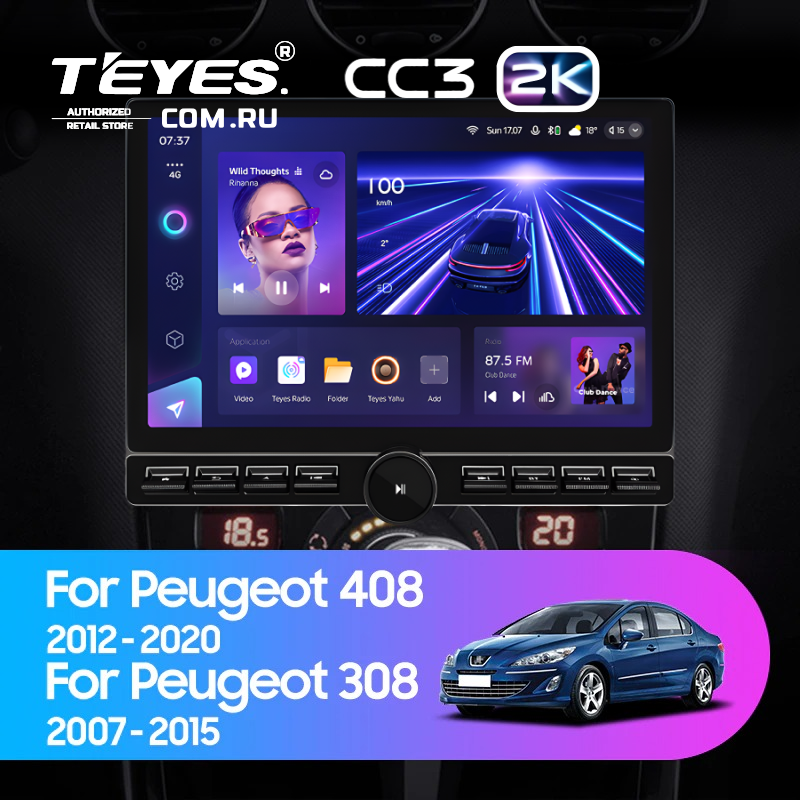 Штатная магнитола Teyes CC3 2K 6/128 Peugeot 408 1 T7 (2012-2020) (13" с кнопками)